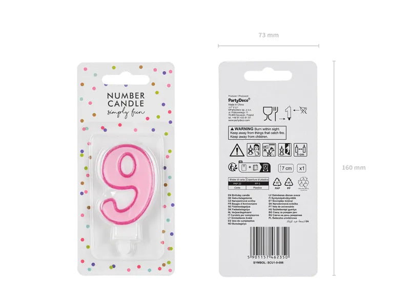 Geburtstagskerze Zahlen, rosa, 7cm - Avaloon Party-Deko-Geschenke