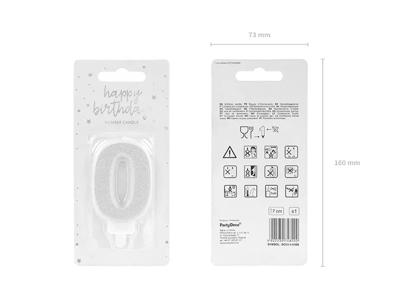Geburtstagskerze Zahlen, silber, 7cm - Avaloon Party-Deko-Geschenke