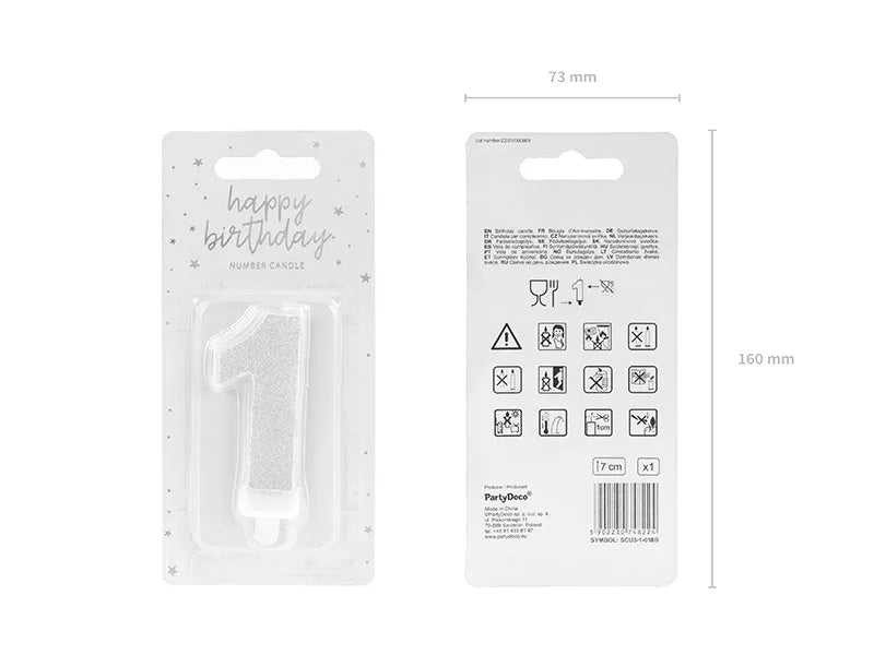 Geburtstagskerze Zahlen, silber, 7cm - Avaloon Party-Deko-Geschenke