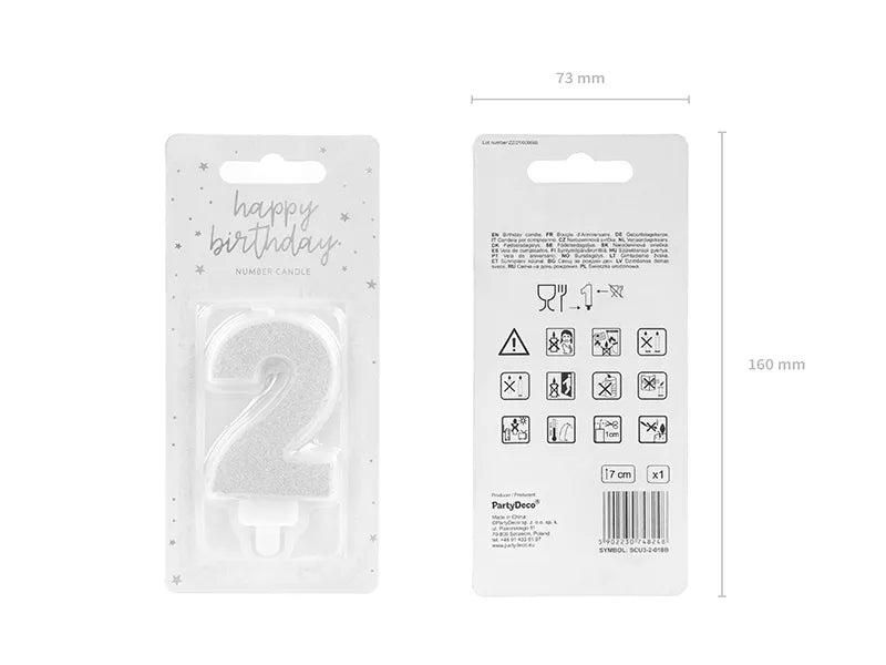 Geburtstagskerze Zahlen, silber, 7cm - Avaloon Party-Deko-Geschenke