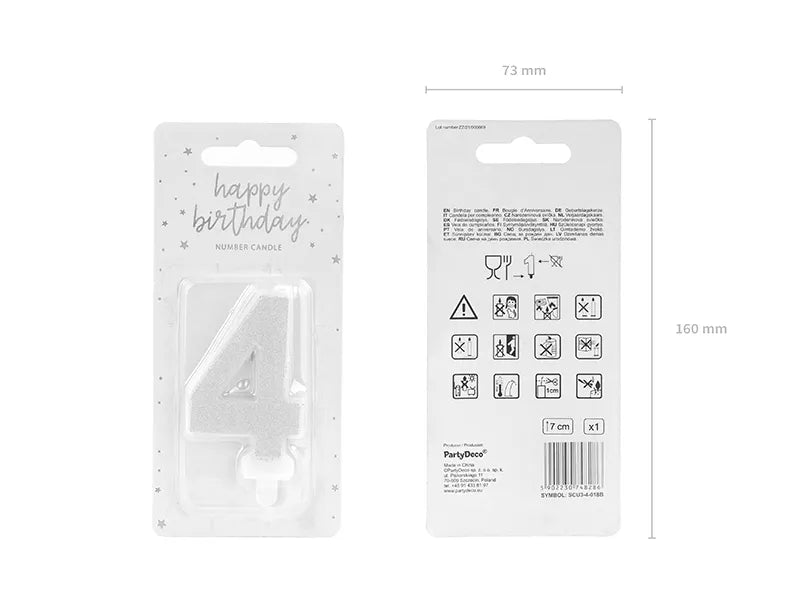 Geburtstagskerze Zahlen, silber, 7cm - Avaloon Party-Deko-Geschenke