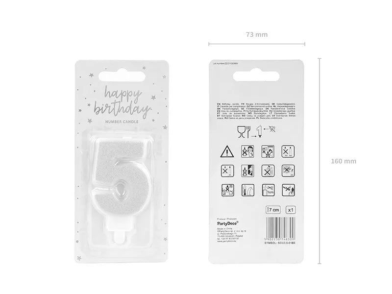 Geburtstagskerze Zahlen, silber, 7cm - Avaloon Party-Deko-Geschenke