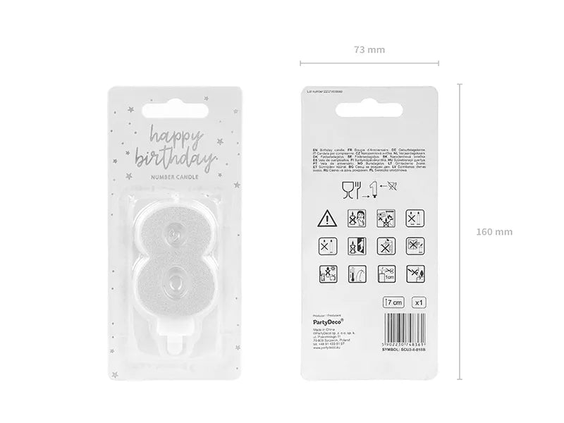 Geburtstagskerze Zahlen, silber, 7cm - Avaloon Party-Deko-Geschenke