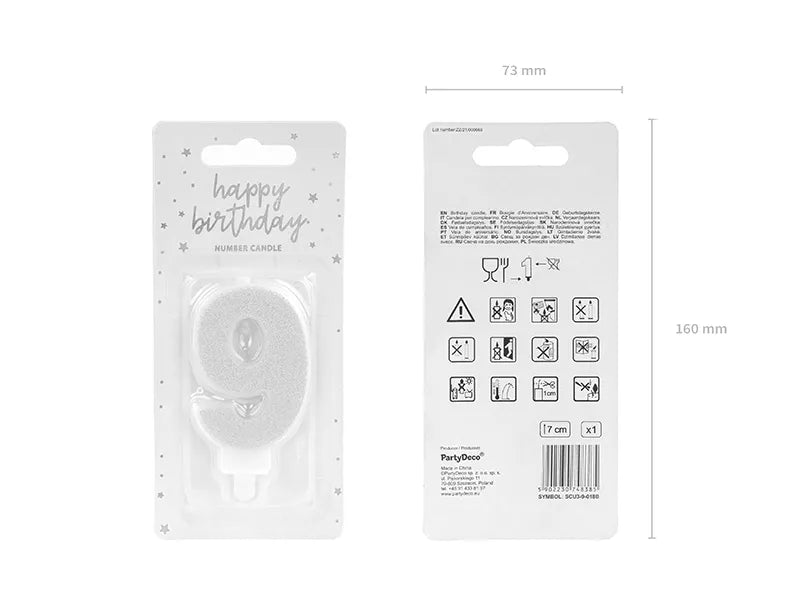 Geburtstagskerze Zahlen, silber, 7cm - Avaloon Party-Deko-Geschenke