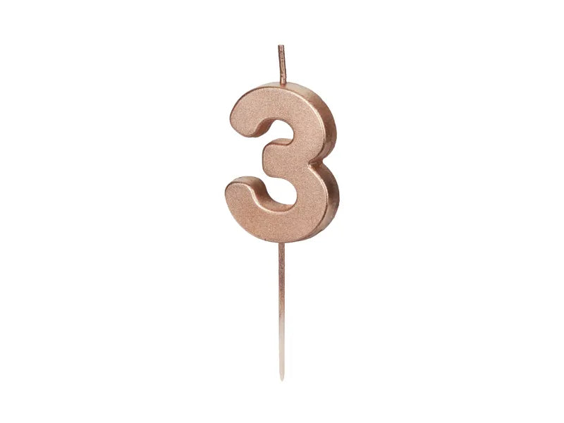Geburtstagskerze Nummer Roségold, 4,5 cm