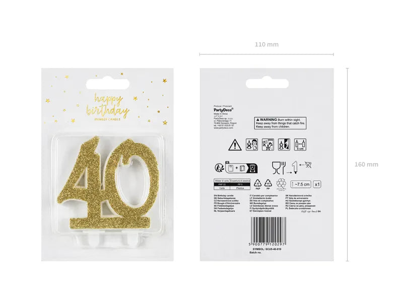 Geburtstagskerze Zahlen, gold, 7,5cm - Avaloon Party-Deko-Geschenke