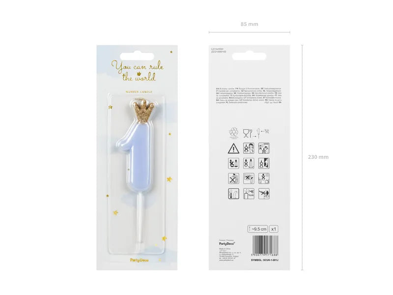 Geburtstagskerze Zahlen, hellblau, 9,5cm - Avaloon Party-Deko-Geschenke