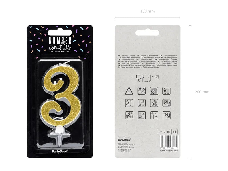 Geburtstagskerze Zahlen, gold, 10cm - Avaloon Party-Deko-Geschenke
