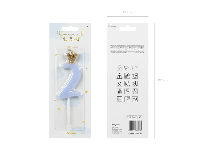 Geburtstagskerze Zahlen, hellblau, 9,5cm - Avaloon Party-Deko-Geschenke