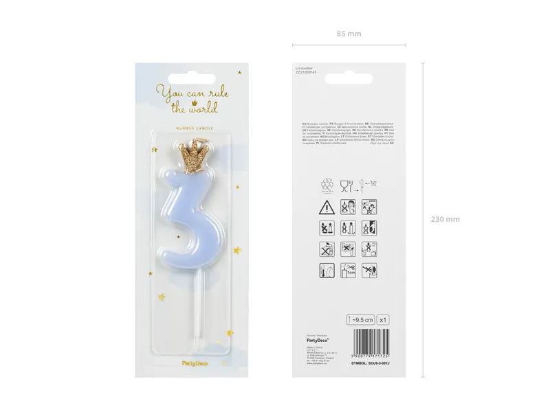 Geburtstagskerze Zahlen, hellblau, 9,5cm - Avaloon Party-Deko-Geschenke