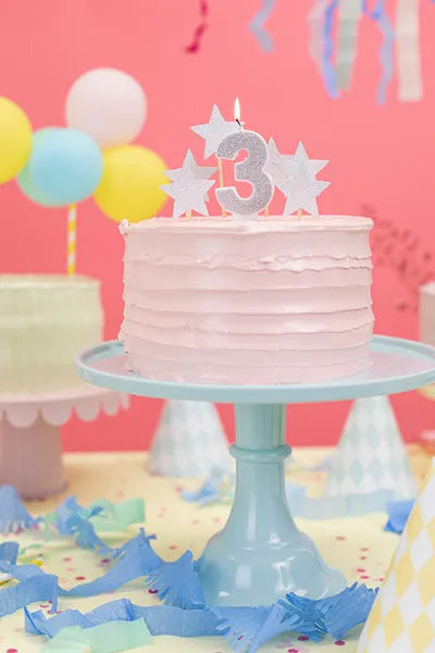 Geburtstagskerze Zahlen, silber, 7cm - Avaloon Party-Deko-Geschenke