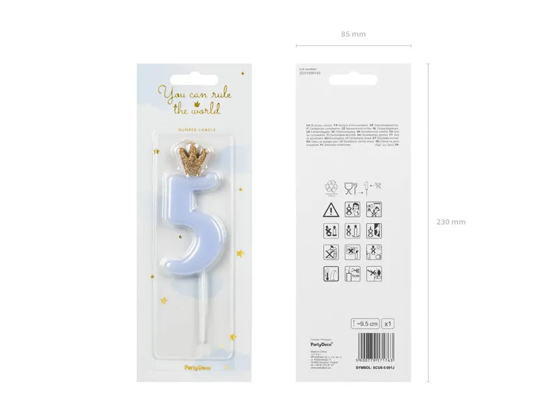 Geburtstagskerze Zahlen, hellblau, 9,5cm - Avaloon Party-Deko-Geschenke