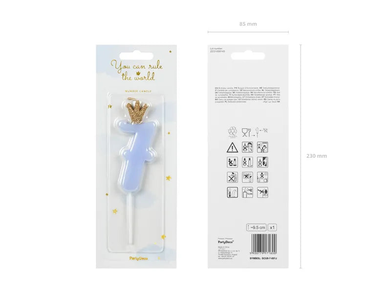 Geburtstagskerze Zahlen, hellblau, 9,5cm - Avaloon Party-Deko-Geschenke