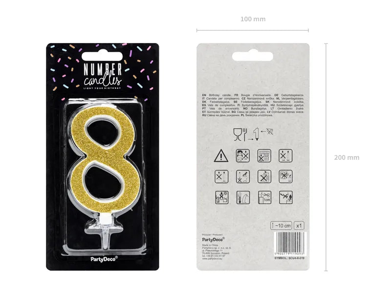 Geburtstagskerze Zahlen, gold, 10cm - Avaloon Party-Deko-Geschenke