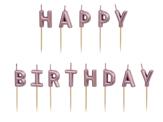 Geburtstagskerzen Happy Birthday, 2.5 cm, Roségold - Avaloon Party-Deko-Geschenke