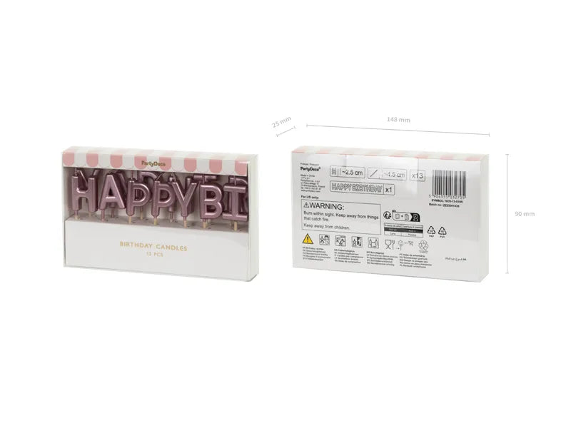 Geburtstagskerzen Happy Birthday, 2.5 cm, Roségold - Avaloon Party-Deko-Geschenke