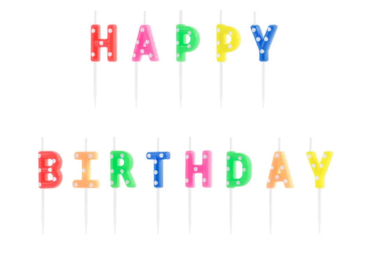 Geburtstagskerzen Happy Birthday, Mix, 2,5cm - Avaloon Party-Deko-Geschenke