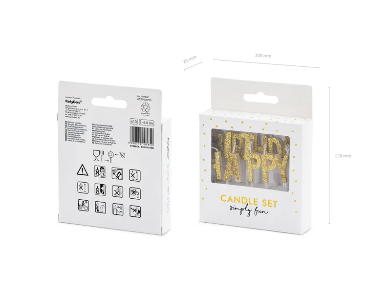 Geburtstagskerzen Happy Birthday, gold, 2,5cm - Avaloon Party-Deko-Geschenke