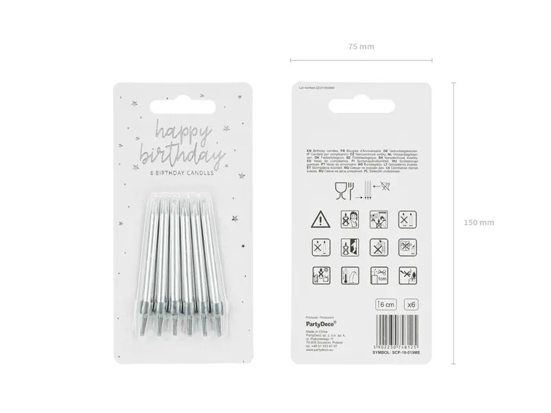 Geburtstagskerzen, glatt, silber, 6cm - Avaloon Party-Deko-Geschenke