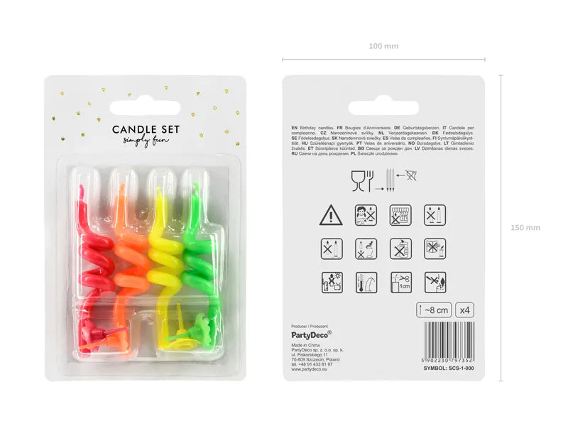 Gedrehte Geburtstagskerzen, Mix, 8cm - Avaloon Party-Deko-Geschenke