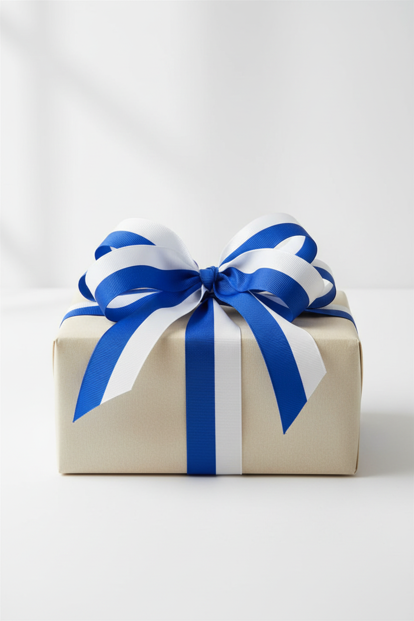 Gift Ribbon National Ribbon - white, blue