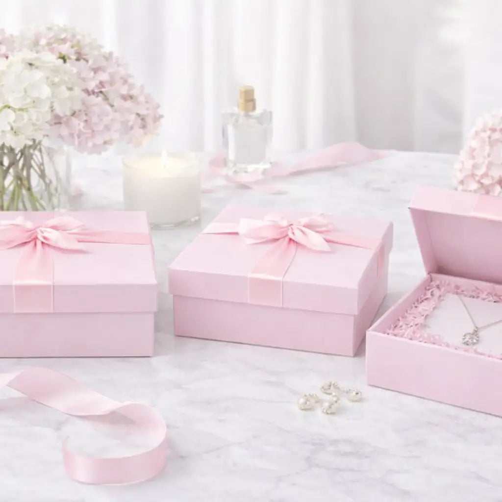 Geschenkbox Quadratische babyrosa
