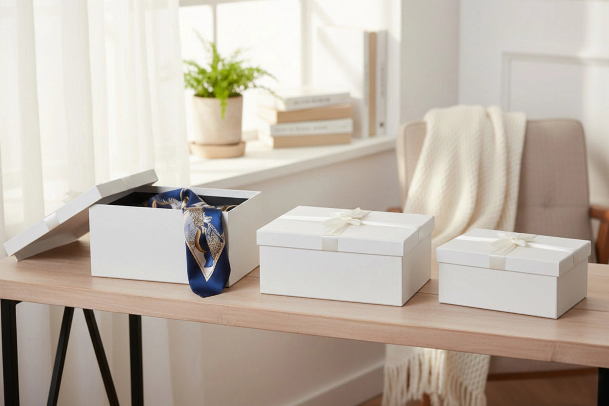 Geschenkboxen in Elfenbein übergroße