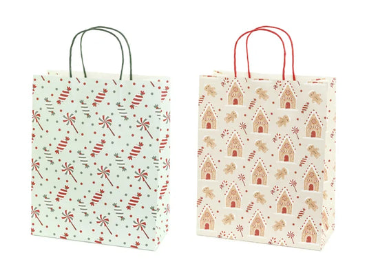 Geschenktüten für Süßigkeiten und Lebkuchen, 26 × 32,5 × 12 cm, beige und hellblau