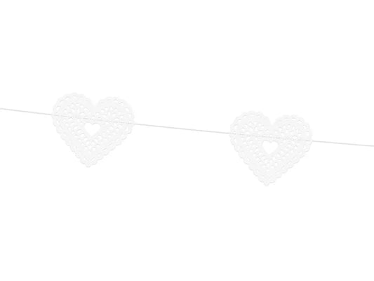 Girlande Herzen, weiß, 1,8 m