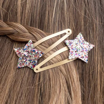 Glitter-Star-Haar-Clips Fairies in the Garden (2-er Set)