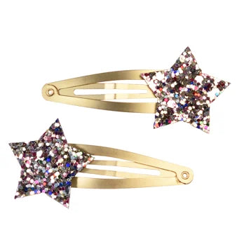 Glitter-Star-Haar-Clips Fairies in the Garden (2-er Set)