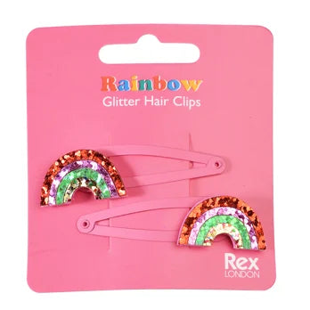 Glitter Haar-Clips Rainbow (2-er Set)