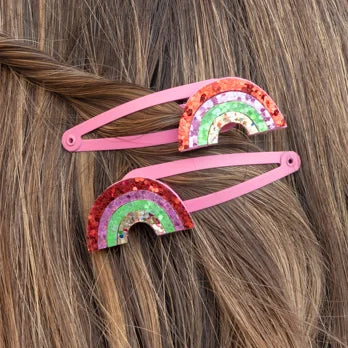 Glitter Haar-Clips Rainbow (2-er Set)