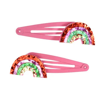 Glitter Haar-Clips Rainbow (2-er Set)