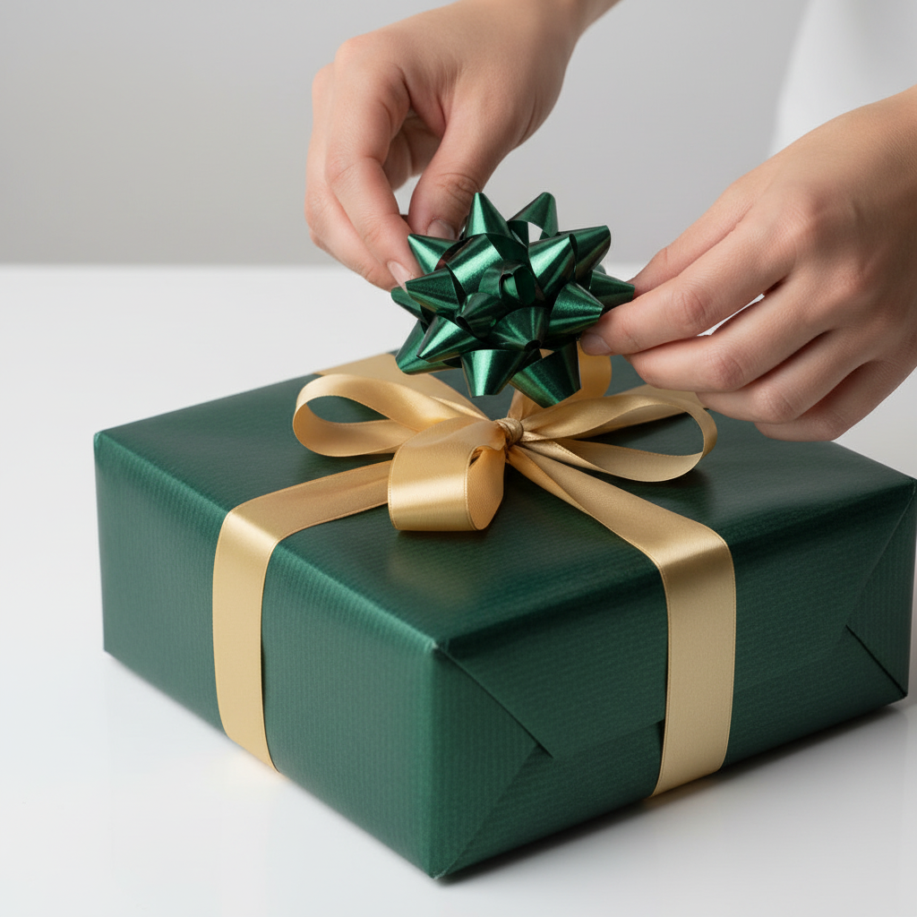 Goldina Metallicrosette Dunkelgrün – Geschenkschleife