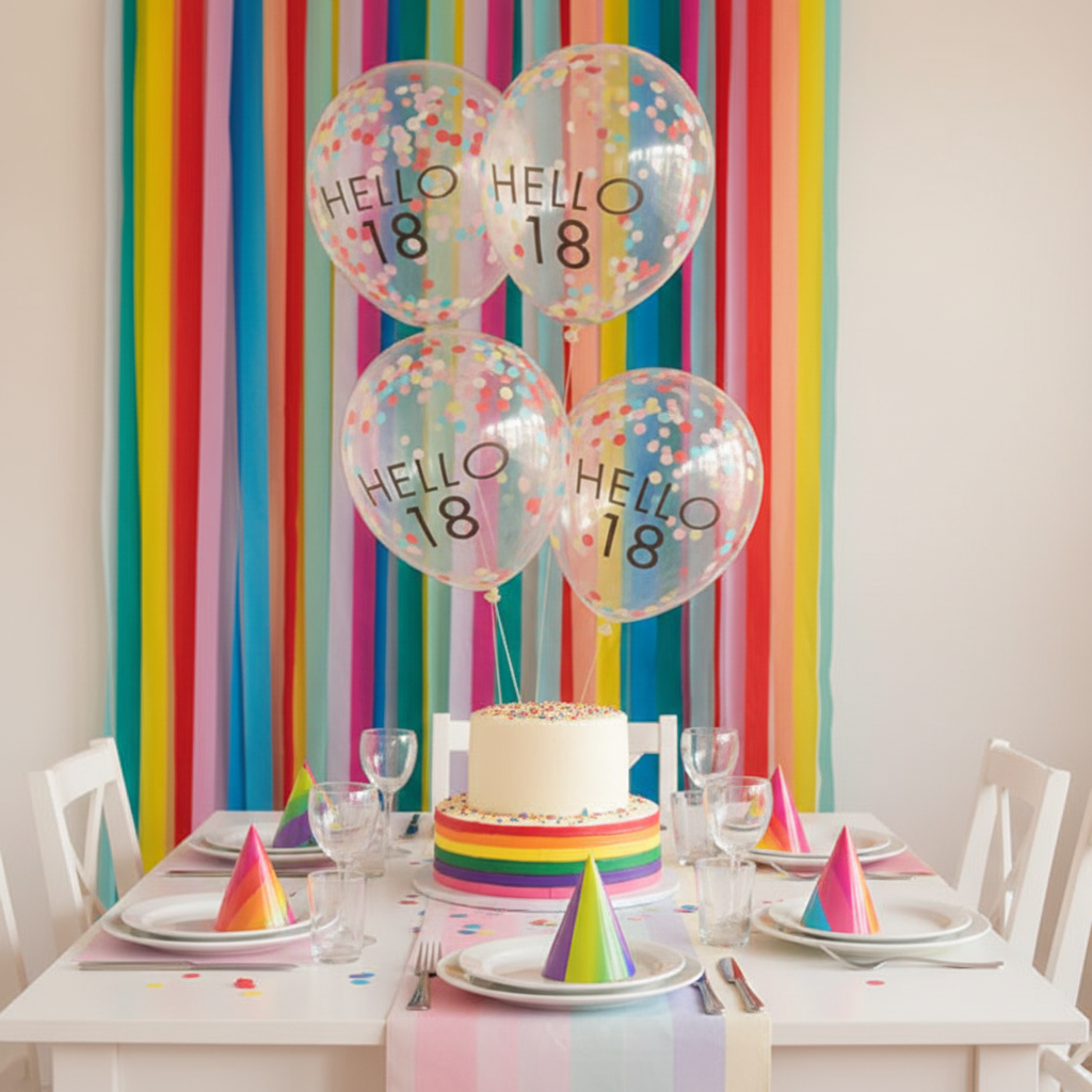 Confetti Numbers Balloon Hello, Rainbow