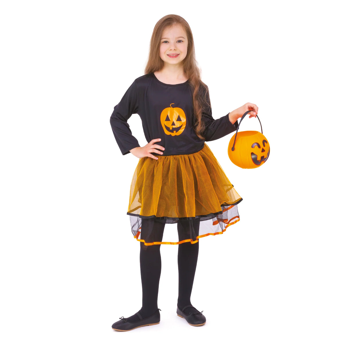 Halloween-Kürbiskleid für Mädchen – Grösse S und M