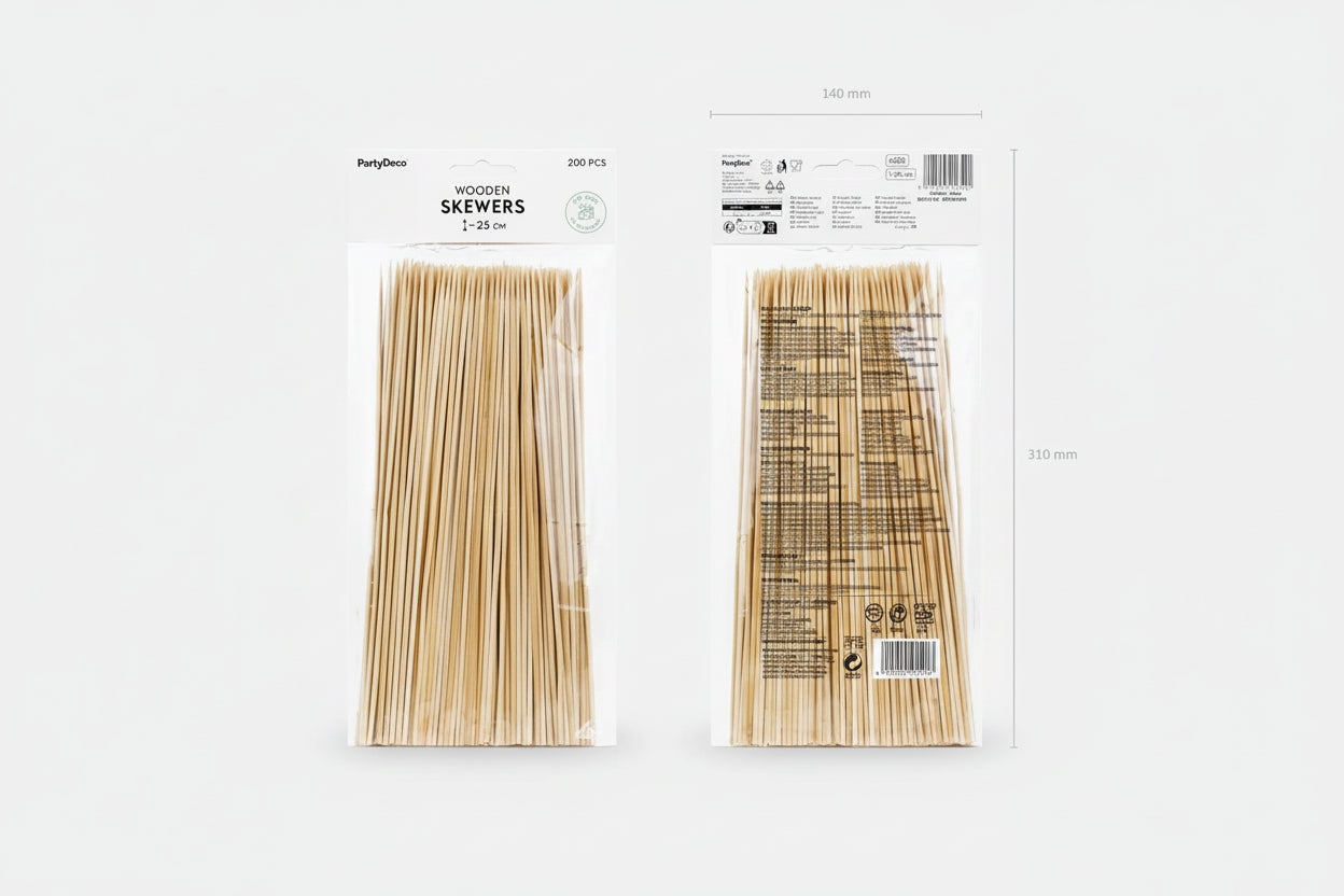 Wooden skewers, 25 cm