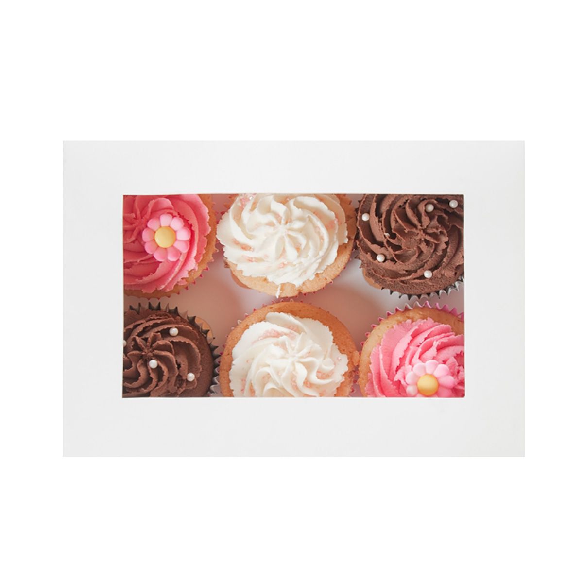 House of Marie Cupcake Box with Window White