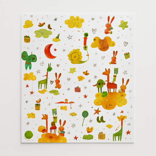 Geschenkpapier Tiere und Wolken 50 x 70