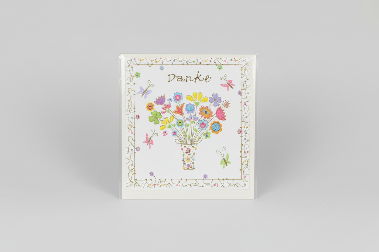 Mini card Thank you Vase with flowers