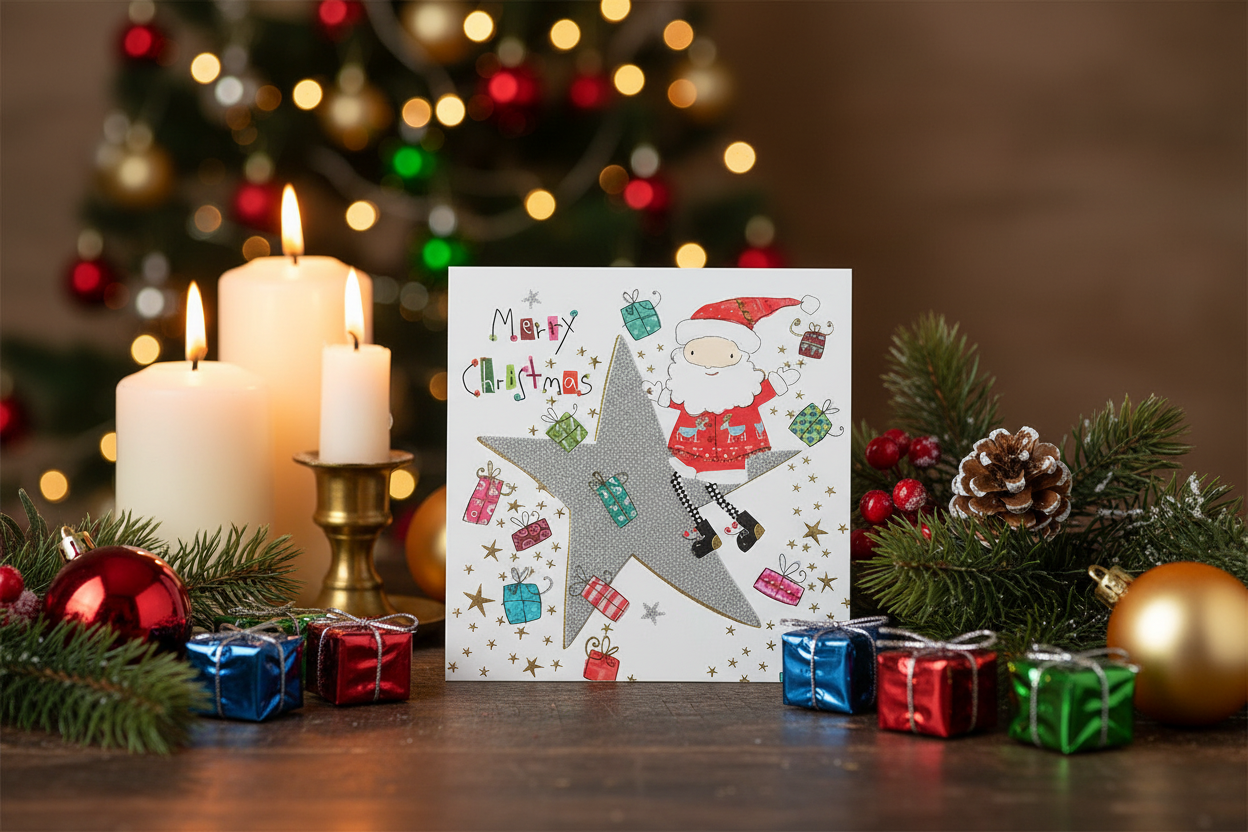 Mini Card Christmas Star and Santa Claus