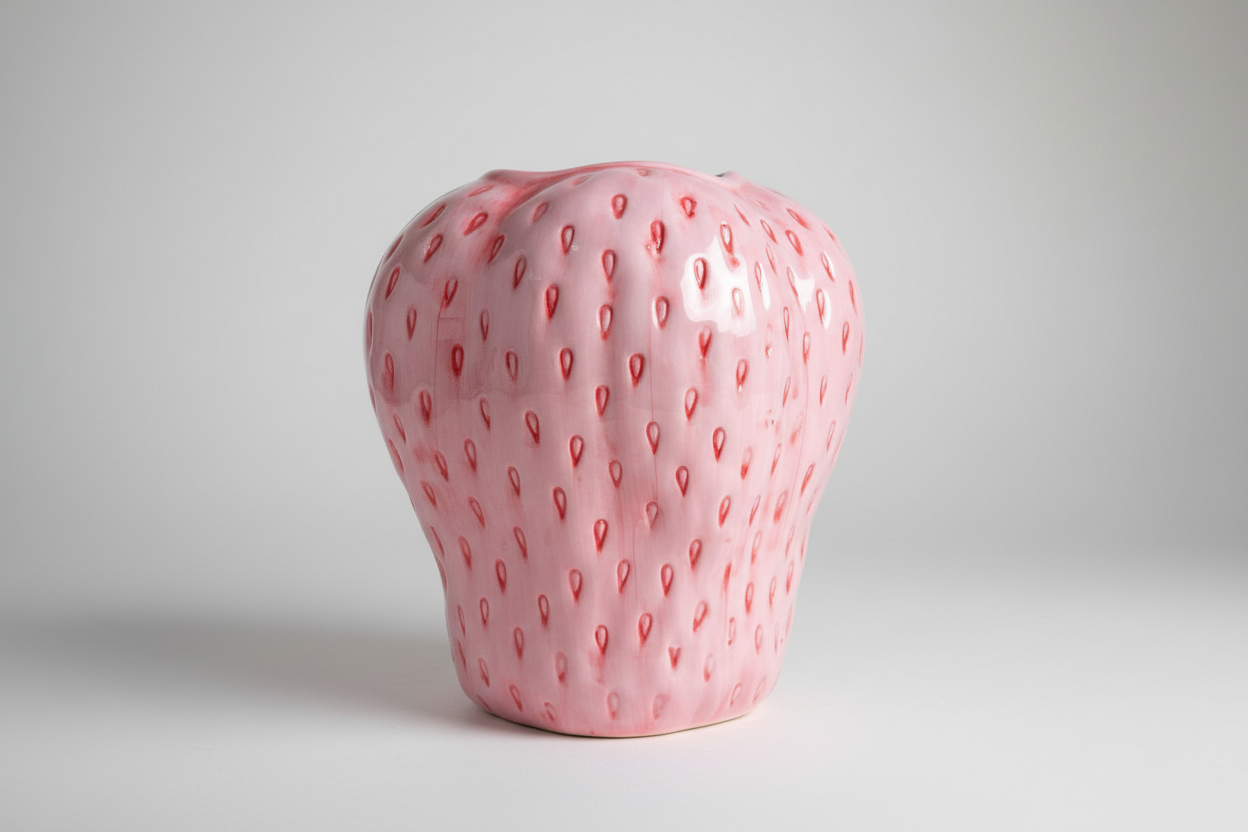 Strawberry Vase Pink Ceramic 18 cm