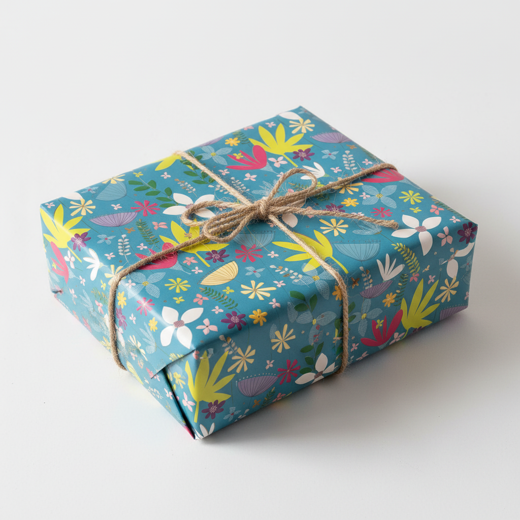 Gift wrap colored flowers 50x70cm