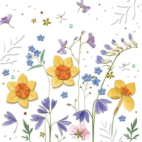 Karte Blanco mit Blumen und Verziehrung - Avaloon Party-Deko-Geschenke