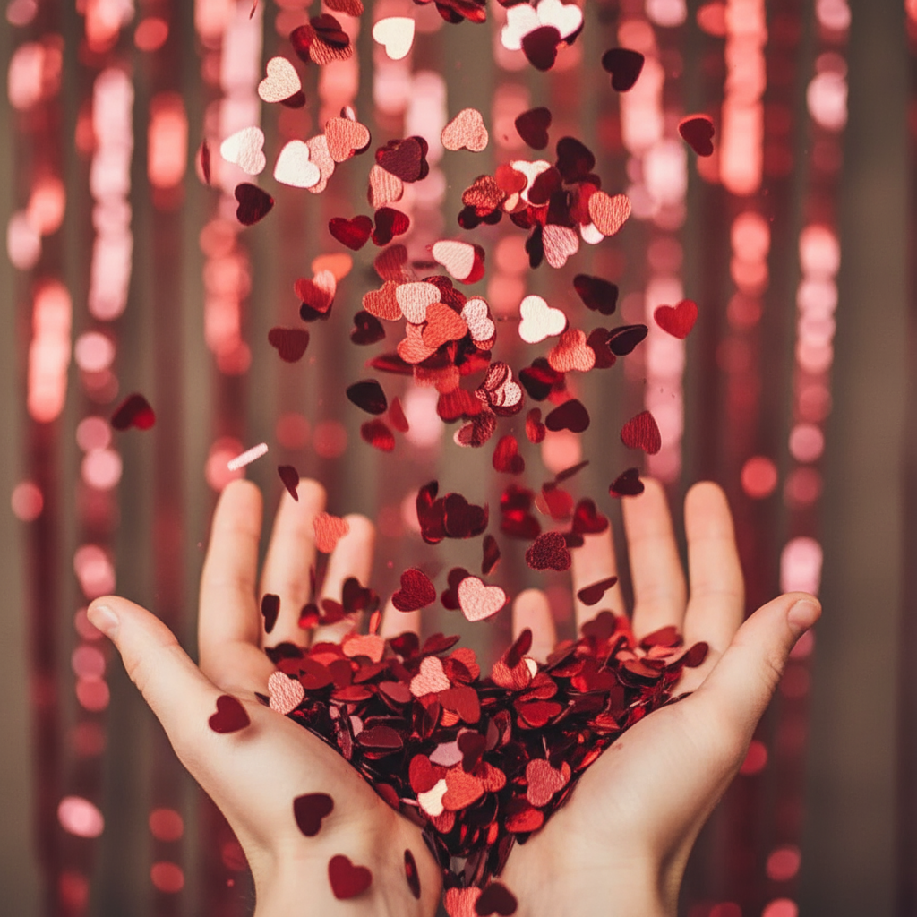 Konfetti Sparkle Hearts rot Folie 14 g