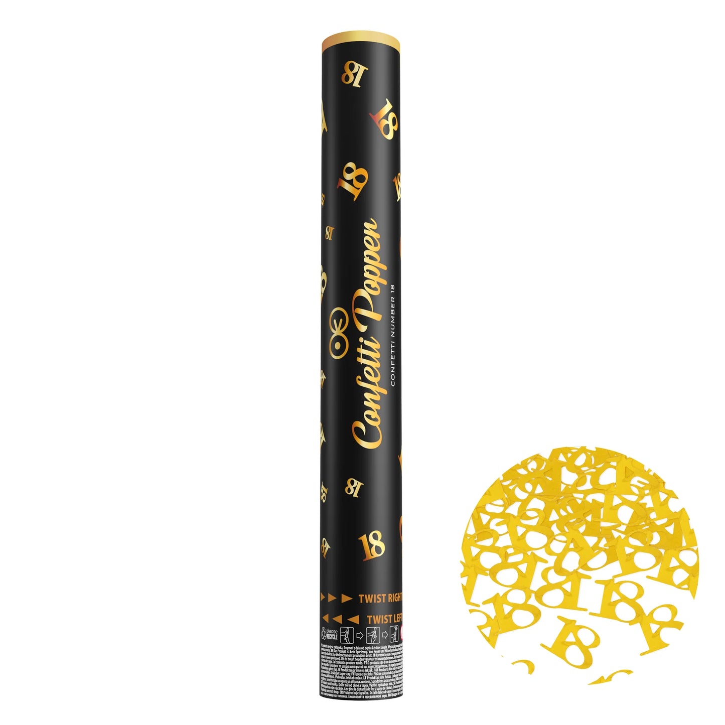 Konfetti in Form der Zahl 18, metallisch-golden, 40 cm