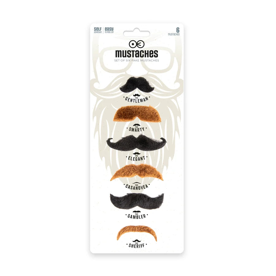 Künstliche Schnurrbärte, schwarz und braun, 6er-Set