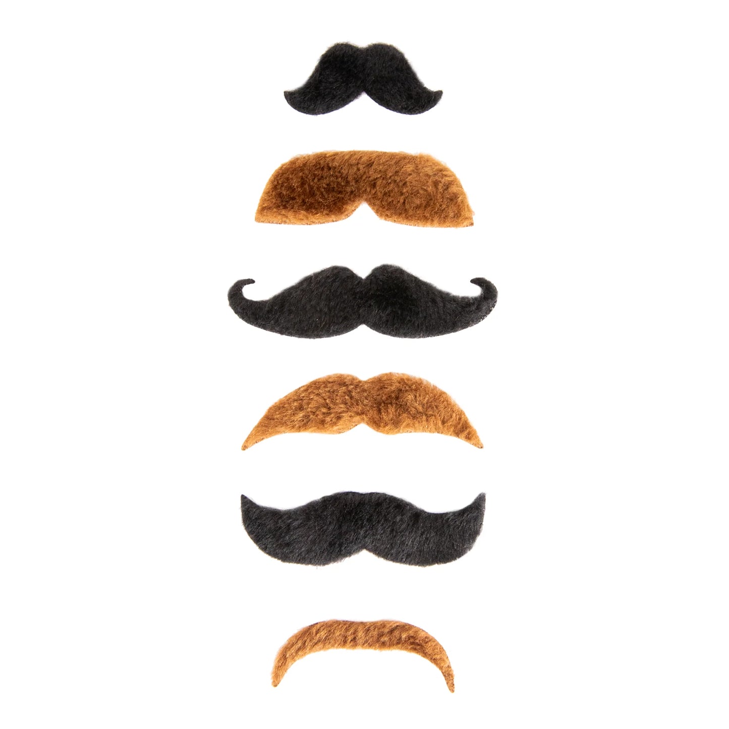 Künstliche Schnurrbärte, schwarz und braun, 6er-Set