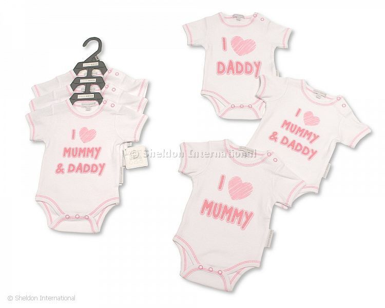 Baby Bodysuit Gift Set I Love Mummy/Daddy - Girl